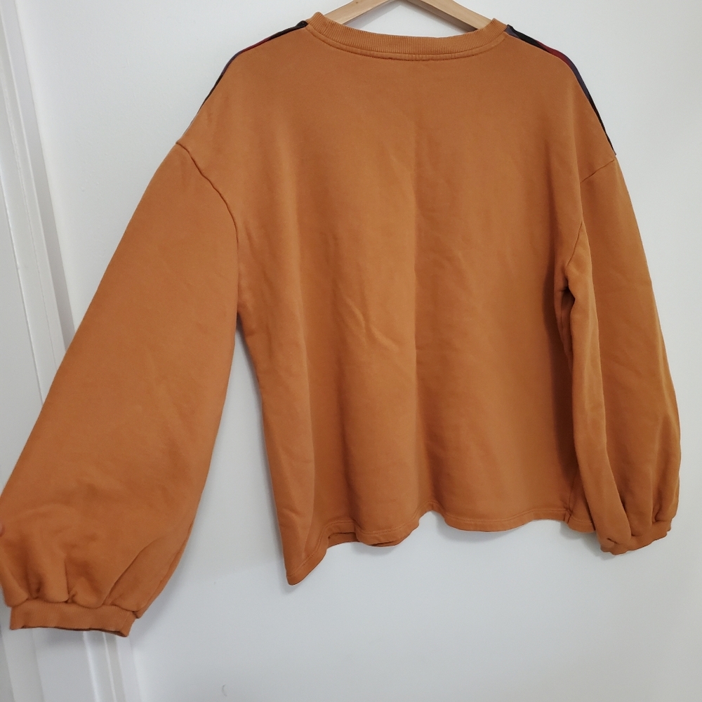 Zara Medium Sweater Trafaluc Striped Oversized Top Sunset Western Orange Aztec - Picture 3 of 16
